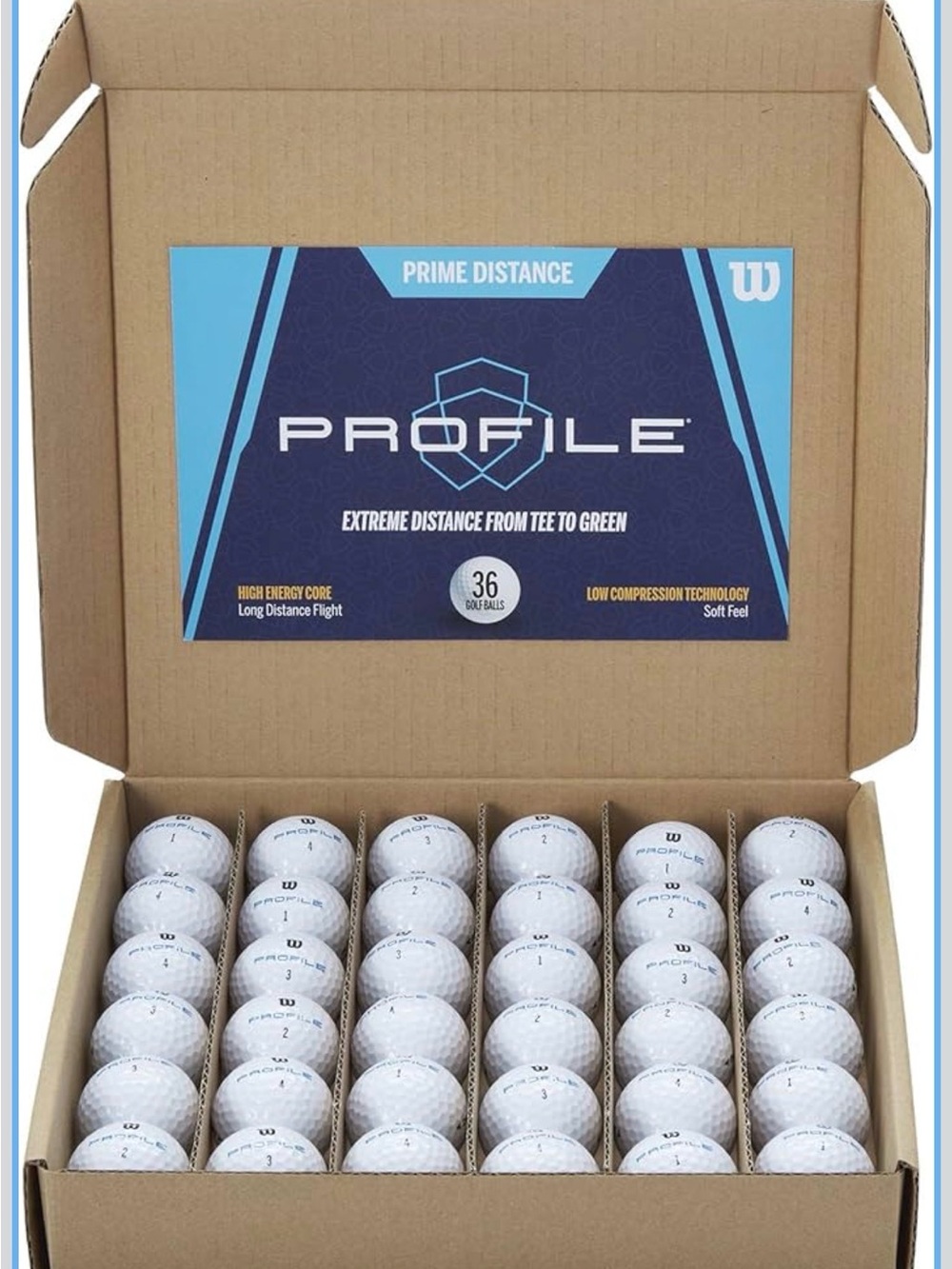 Wilson Profile Prime Distance Golf Balls - White with Blue Box Accents